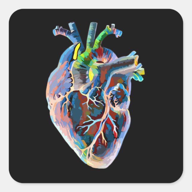 Human Heart Anatomy biology Original Abstract Art Square Sticker (Front)