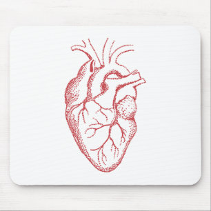 Human heart anatomy drawing mouse mat