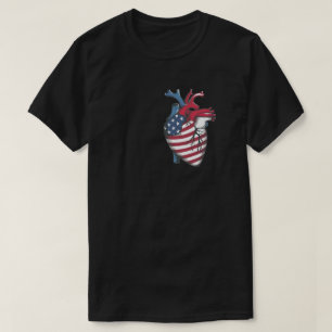 Human heart with veins and arteries USA flag T-Shirt