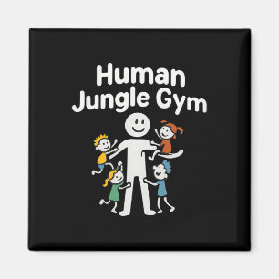 Human Jungle Gym Dad Climbing Kids Graphic Magnet