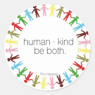 human · kind classic round sticker