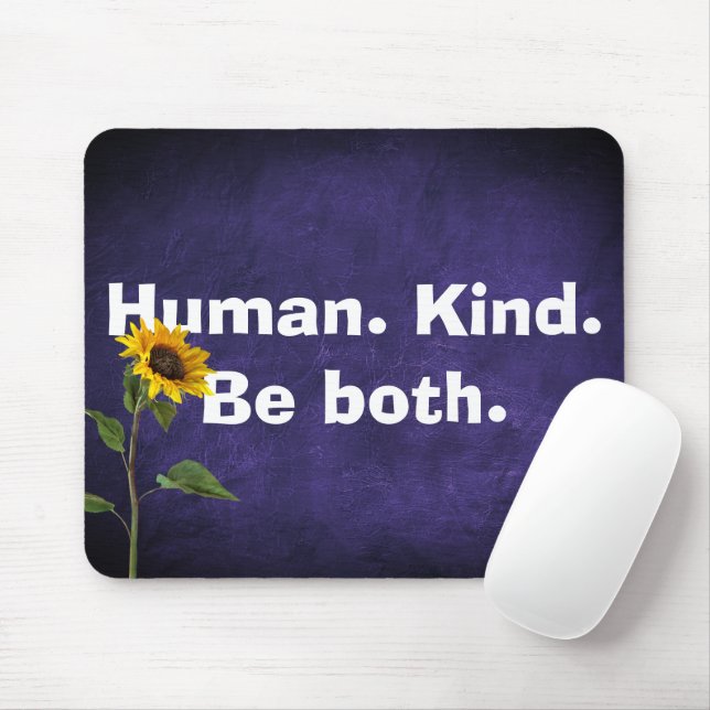 Human Kind Quote with Sunflower On Leather  Mouse Mat (With Mouse)