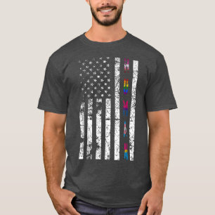 HUMAN LGBT american Flag Gay Pride Month Transgend T-Shirt
