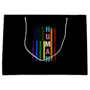 Human LGBT American Flag LGBTQ Rainbow Pride Month Large Gift Bag