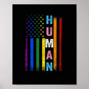 Human LGBT American Flag LGBTQ Rainbow Pride Month Poster