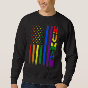 Human Lgbt American Flag Rainbow Flag Gay Pride Mo Sweatshirt
