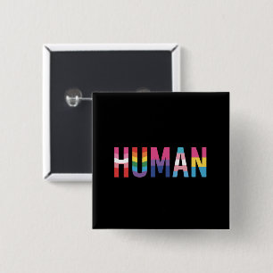 HUMAN LGBT Flag Gay Pride Month Transgender 15 Cm Square Badge