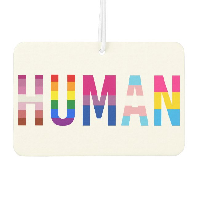HUMAN LGBT Flag Gay Pride Month Transgender Car Air Freshener (Back)