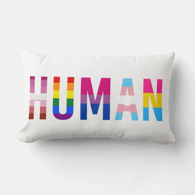 HUMAN LGBT Flag Gay Pride Month Transgender Lumbar Cushion (Front)