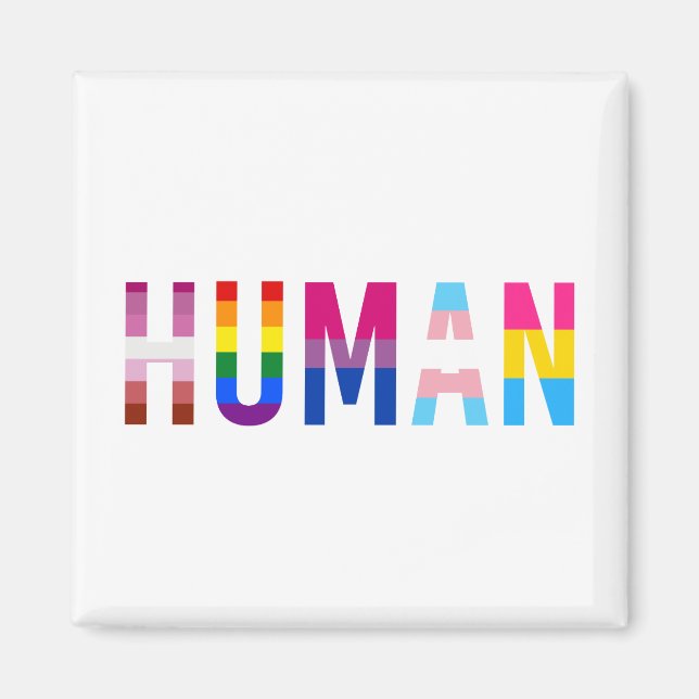 HUMAN LGBT Flag Gay Pride Month Transgender Magnet (Front)