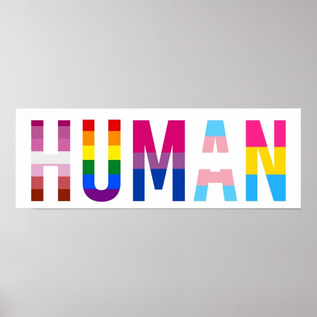 HUMAN LGBT Flag Gay Pride Month Transgender Poster (Front)