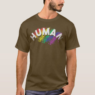 HUMAN LGBT Flag Gay Pride Month Transgender Rainbo T-Shirt