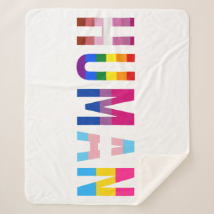 HUMAN LGBT Flag Gay Pride Month Transgender Sherpa Blanket