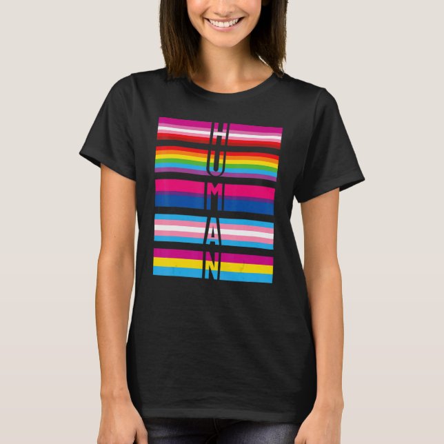 Human Lgbt Q Pride Flag Gay Bi Intersexual Trans P T-Shirt (Front)