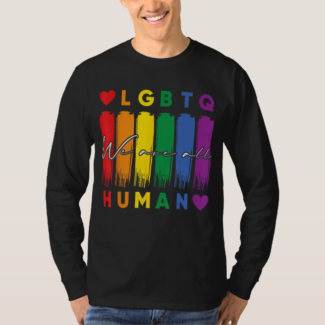 Human LGBTQ Pride Month Rainbow T-Shirt (Front)