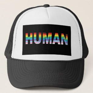 HUMAN LGBTQIA Rainbow Flag, Gay Pride Letter Trucker Hat