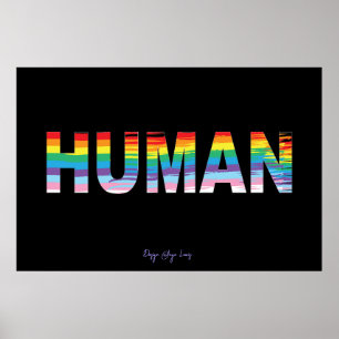 HUMAN LGBTQIA Rainbow Flag, Pride Letter Cool Poster