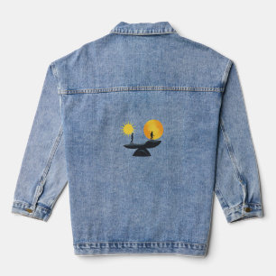 Human Life Journey Balance Minimalist Illustration Denim Jacket