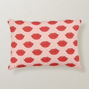 Human lips cute cartoon hand drawn doodle vintage decorative cushion