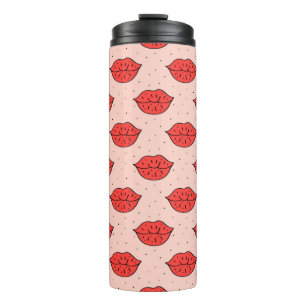 Human lips cute cartoon hand drawn doodle vintage thermal tumbler
