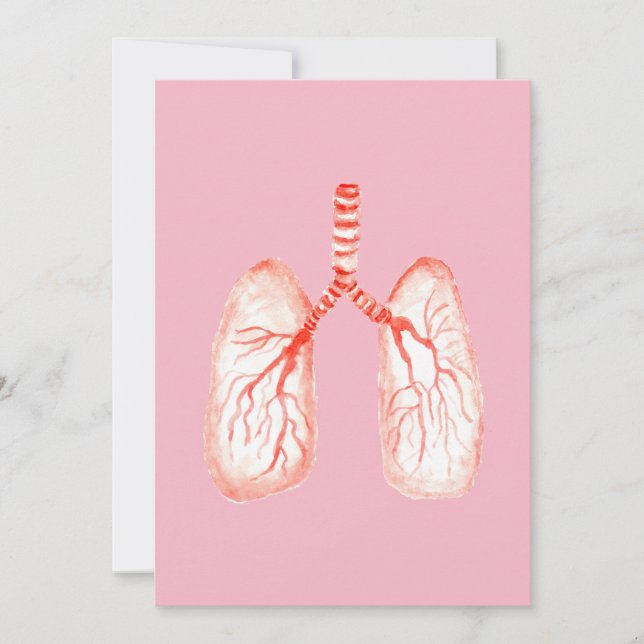 Human lungs in watercolor thank you card (Front)