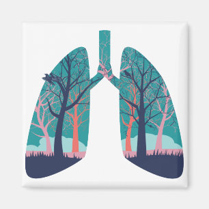 Human lungs with abstract forest magnet