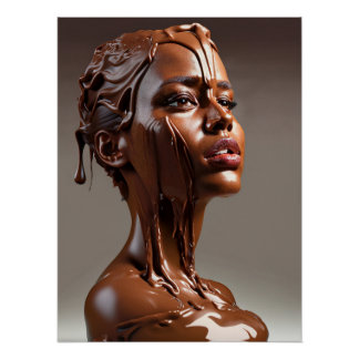 Human melted chocolate sculpture poster. poster