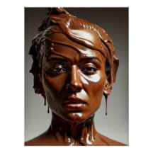 Human melted chocolate sculpture poster.