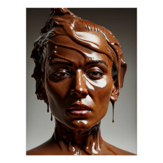 Human melted chocolate sculpture poster. poster