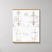 Human Meridians & Pressure Pt Chart wrapped Canvas