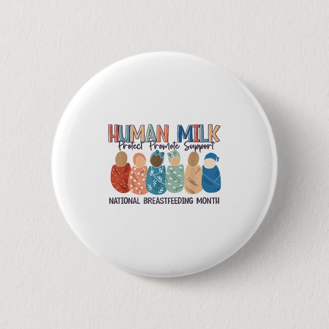 Human Milk Moms Milk S National Breastfeeding Mont 6 Cm Round Badge (Front)