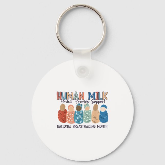 Human Milk Moms Milk S National Breastfeeding Mont Key Ring (Front)