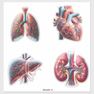 Human Organs 4 Pack Stickers