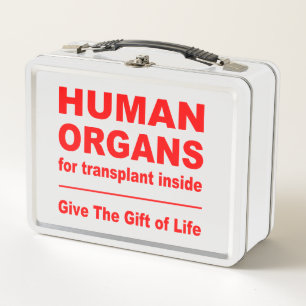Human organs for transplant metal lunch box