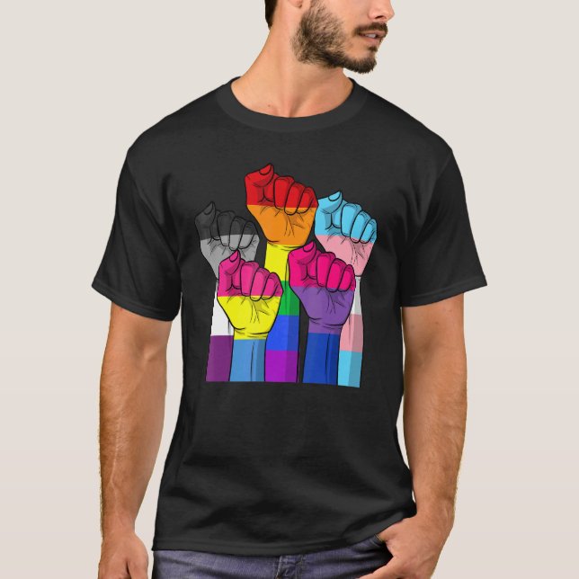 Human Power Fist Lgbt Pride Gay Lesbian Transgende T-Shirt (Front)