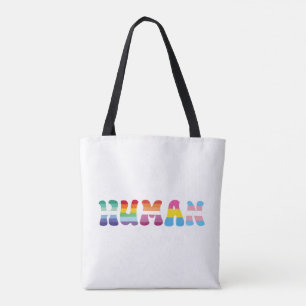 Human pride rainbow colours gay trans pan lesbian tote bag