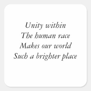 Human race unity square sticker