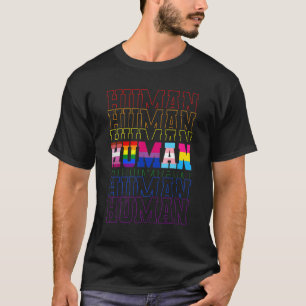 Human Rainbow Lesbian Lgbt Flag Gay Pans Pride Mon T-Shirt