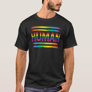 HUMAN Rainbow LGBT Flag Gay Pride Month Lesbian 3 T-Shirt