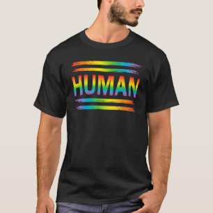 HUMAN Rainbow LGBT Flag Gay Pride Month Lesbian T-Shirt