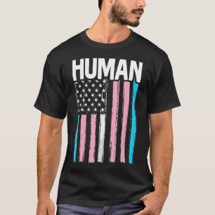 Human Rainbow Us Flag Lgbt Support Transgender Pri T-Shirt