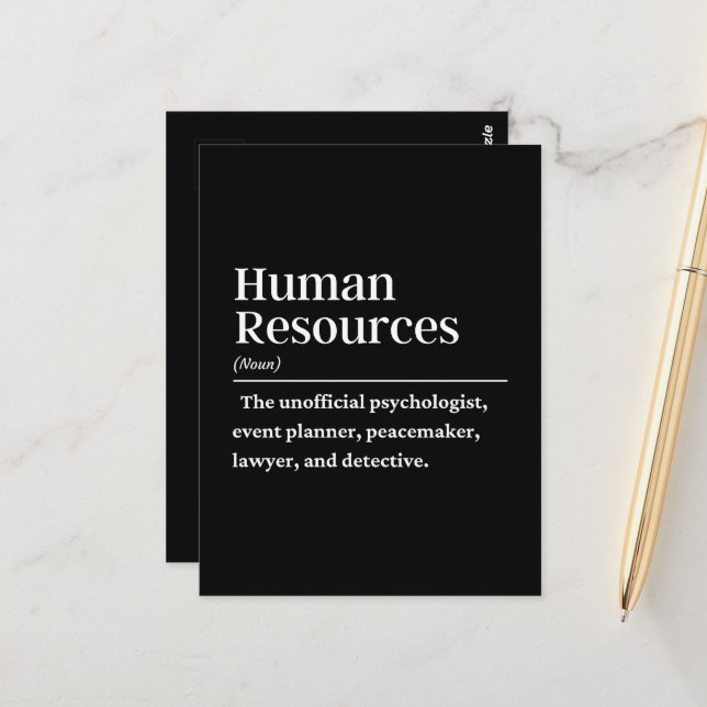 Human resources definition postcard (Front/Back In Situ)