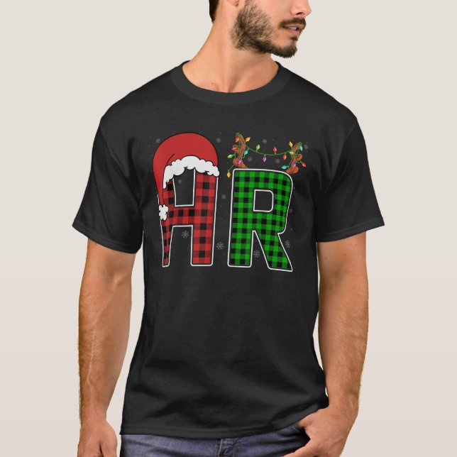 Human Resources HR Plaid Santa Hat Xmas Holiday Ch T-Shirt (Front)