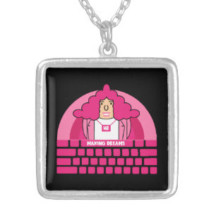 Human Resources Office Silver Plated Necklace