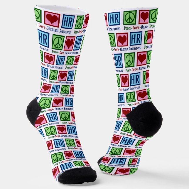 Human Resources Peace Love HR Christmas Socks (Angled)