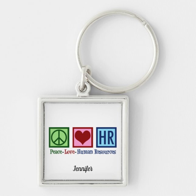 Human Resources Peace Love HR Office Rep Custom Key Ring (Front)