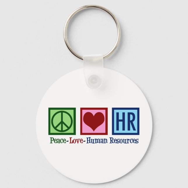 Human Resources Peace Love HR Office Rep Key Ring (Front)