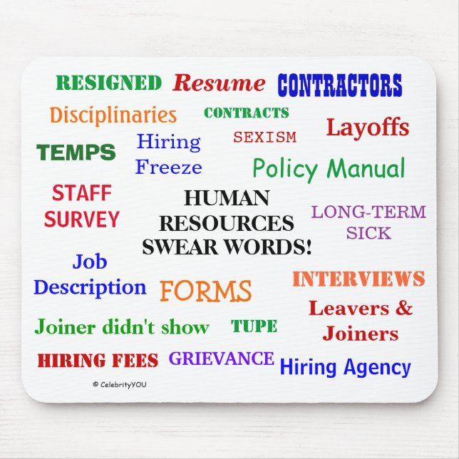 Human Resources Swear Words HR Manager Pet Peeves  Mouse Mat (Front)