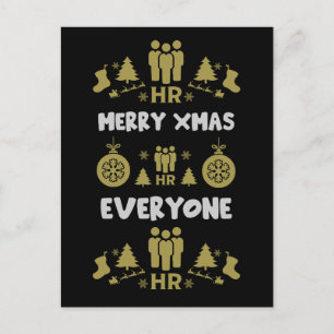 Human Resources Ugly Santa Xmas Gifts Holiday Postcard