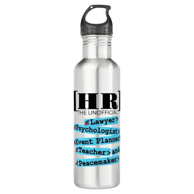 Human Resources Unofficial Funny HR 710 Ml Water Bottle (Front)